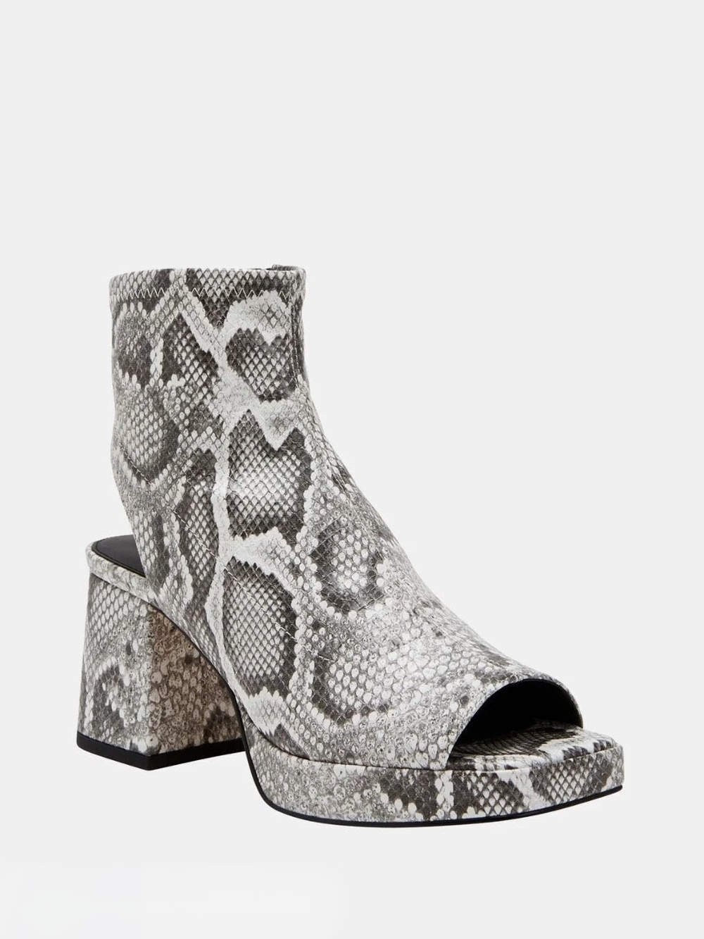Katy Perry Collections Gray Snakeskin Open-Toe Block Heel Mule